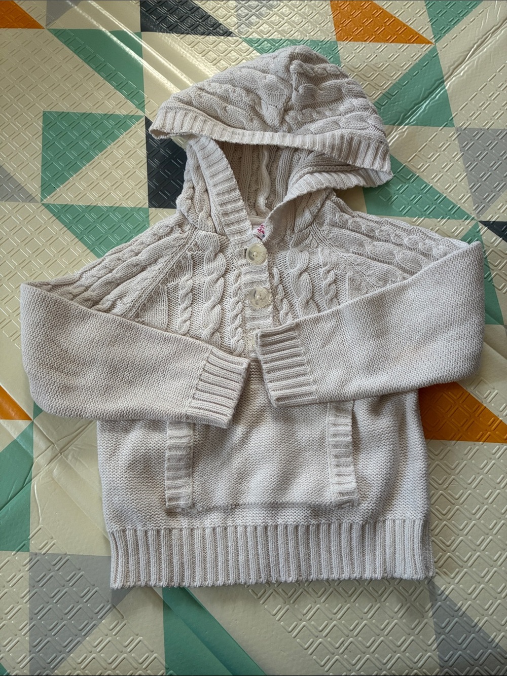 20/25$ 🧸 Kids Hooded Cable Knit Pullover Jacket - Cream